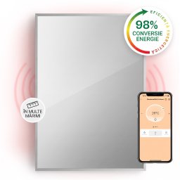 Klarstein La Palma 750 încălzitor smart 2 în 1 Convector infraroșu 85 x 60 cm 750 W partea frontală cu oglindă (HTR10-LaPalmaS750B)