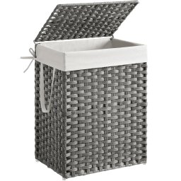 Cos de rufe SONGMICS cu capac si sac detasabil, 90 L, gri