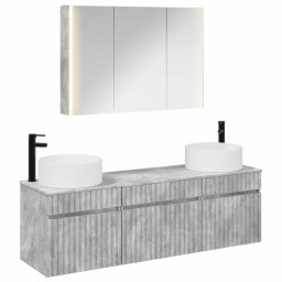 Set dulap baie 4 pcs Gri Beton 103,5 x 15,5 x 70 cm GartenMobel Dekor