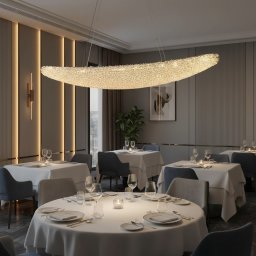 Candelabru LED modern cu cristal PRAGA, 160 cm, auriu, telecomanda