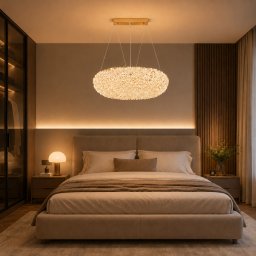 Candelabru LED modern cu cristal PRUGU, 42W, auriu, telecomanda