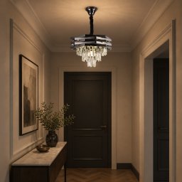 Candelabru din cristal HEXA negru, 37 cm, 5xE14, design elegant