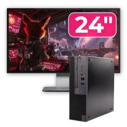 Pachet PC Second Hand Dell OptiPlex 3070 SFF i5-9400 SSD cu Monitor 24 inch
