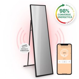 Klarstein La Palma 900 smart, încălzitor, infraroșu, 40x160cm, 900W, partea frontală cu oglindă (HTR10-LaPalmaS900B)