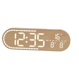 Ceas Digital de Birou 8053 afisaj LED Mare alarma temperatura data si ziua saptamanii design Lemn