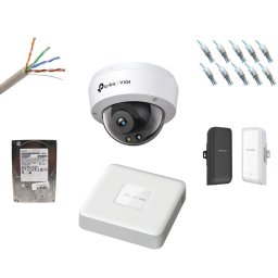 Kit camere supraveghere pentru lift -Sistem IP TP-Link VIGI 4MP Full-Color, AI persoane, microfon, PoE, IK10, NVR 4 canale 8MP 4K, wireless 500m, HDD 1TB