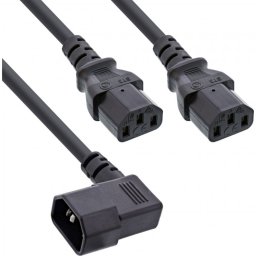 Cablu alimentare C14 la 2 x C13 unghi/drept 1m Negru, InLine IL16633B