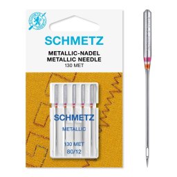 Ata de cusut, brodat si surfilat Set 5 ace de brodat, ata metalica, finete 80, Schmetz 130/705 H-MET VCS