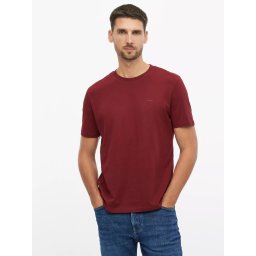 s.Oliver Tricou barbati din bumbac, cu decolteu la baza gatului, Regular fit, Bordeaux (SELECTATI MARIMEA: 3XL)