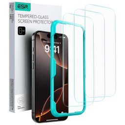 Folie de protectie Ecran ESR pentru Apple iPhone 17 Pro, Sticla Securizata, Full Glue, Set 3 bucati