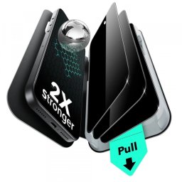 Folie de protectie Ecran Privacy ESR UltraFit pentru Apple 17 Pro Max, Sticla Securizata, Full Glue, Set 3 bucati