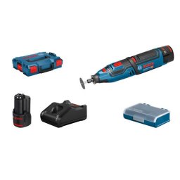 Sculă rotativă cu acumulator Bosch 06019C5001 în L-BOXX 102 cu 2 acumulatori litiu-ion de 2,0 Ah, adaptor GRO 12V-35