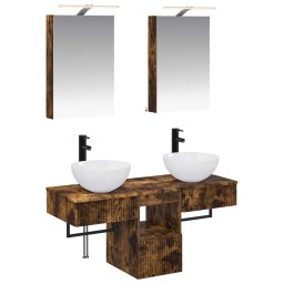 Set dulap baie 5 pcs Stejar fumuriu 40 x 10,5 x 60,5 cm GartenMobel Dekor