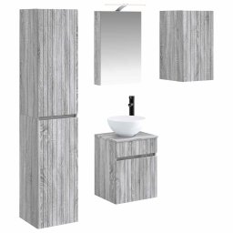 Set dulap baie 5 pcs Sonoma gri 40 x 10,5 x 60,5 cm GartenMobel Dekor