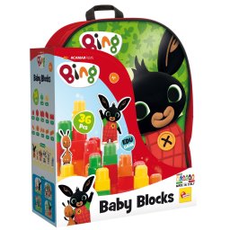 Ghiozdan cu cuburi de construit Bing, joc educativ 36 piese, 1 an+