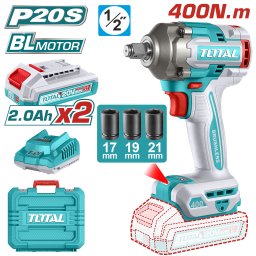 Masina de însurubat cu impact TOTAL 20V 400Nm, 2 acumulatori 2.0Ah