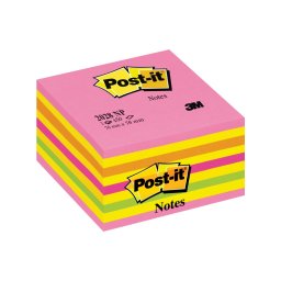Cub notite adezive Post-it®, Lollipop culori neon, 76 x 76 mm, 450 file/bucata, 100% PEFC