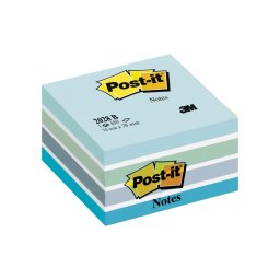 Cub notite adezive Post-it®, Aquarelle albastru, 76 x 76 mm, 450 file/bucata, 100% PEFC