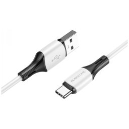 CABLU alimentare si date Borofone "BX79", Fast Charging Data Cable pt. smartphone, USB la USB Type-C 3A, 1m, alb "6974443384796" (timbru verde 0.18 lei)