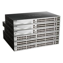 Switch DGS-3130-54TS/E, 54-Port Gigabit SFP L3 Stackable Managed Switch, 48 x 10/100/1000BASE-T ports, 2 x 10GBASE-T and 4 x 10G SFP+ ports, Layer 3