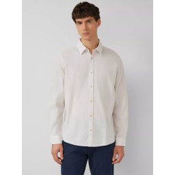 s.Oliver Camasa barbati, din amestec de in, Regular fit, Bej (SELECTATI MARIMEA: 2XL)