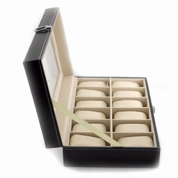 Cutie pentru 12 ceasuri din piele ecologica cu capac transparent