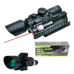 Luneta cu reticul iluminat rosu verde si laser rosu, M9 LS3-10x42E Rifle Scope