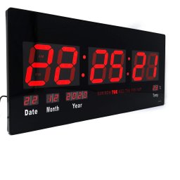Ceas electronic de perete cu LED-uri si display mare ultraslim, afisaj LED Rosu JH4622