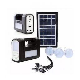 Kit solar portabil GDLITE GD-8017 NEW cu lanterne LED, 3 becuri si intrare USB