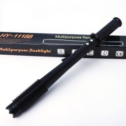 Baston electrosoc metalic cu lanterna pentru autoaparare tip Police HY-1118B