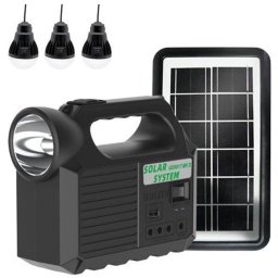 Kit lanterna 3 becuri cu panou solar portabil GDLite GD8017 Music