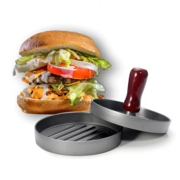 Presa pentru facut Hamburgeri din aluminiu cu invelis antiaderent si maner din lemn