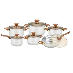 Set de oale din inox cu capac din sticla 12 piese, Grunberg GR-1504