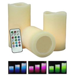 Set 3 lumanari din ceara cu LED electronice 12 culori si telecomanda