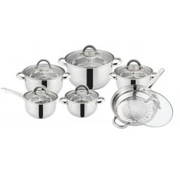 Set 6 oale din inox cu baza pe inductie,plus 6 capace sticla,Grunberg GR2441