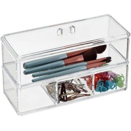 Organizator de cosmetice sau bijuterii,din acril transparent cu 2 sertare