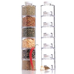 Set condimente Spice Tower Carusel, 6 recipiente transparente