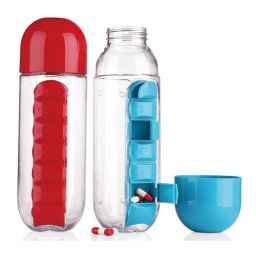 Sticla de apa cu organizator de vitamine sau medicamente, Pill Vitamin Organizer Water Bottle