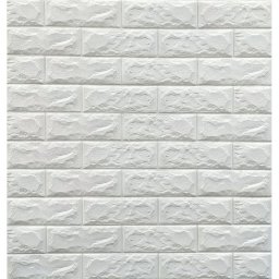 Tapet 3D Alb design perete modern din caramida in relief,77x70 cm