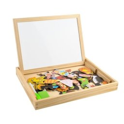 Tablita magnetica cu 2 fete si accesorii cu puzzle magnetice