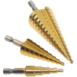 Burghiu conic metal in trepte, spiral conic 4-12 mm