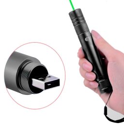 Laser pointer verde putere 100 mW cu acumulator si incarcare USB