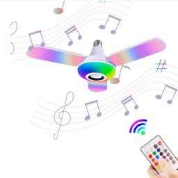Bec cu lumina multicolora RGB, 4 brate mobile, boxa prin Bluetooth si telecomanda