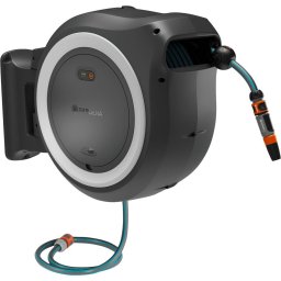 Gardena battery-powered wall hose box PowerRoll XL 18V P4A, 35 meters, hose reel (grey/white, Li-Ion battery 2.5Ah, POWER FOR ALL ALLIANCE)