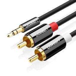 Cablu audio cu mini-jack de 3,5 mm - 2RCA 1,5 m negru (AV116)