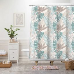 Perdea Dus Marime 180 x 180 cm, Turcoaz, Antialergica, Polipropilena 50%, Poliester 50%