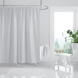 Perdea Dus Marime 180 x 180 cm, Alb, Antialergica, Polipropilena 50%, Poliester 50%