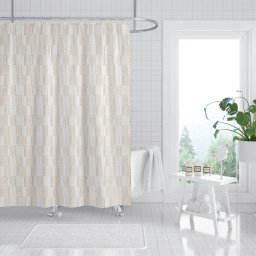 Perdea Dus Marime 180 x 180 cm, Bej, Antialergica, Polipropilena 50%, Poliester 50%