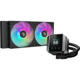 Cooler DeepCool "MYSTIQUE 240", skt. Intel si AMD, racire cu lichid, 2 x 120mm, 600 - 2400 RPM, iluminare RGB, afisaj digital, negru "R-LX550-BKADSNC-G-1" (timbru verde 2.00 lei)