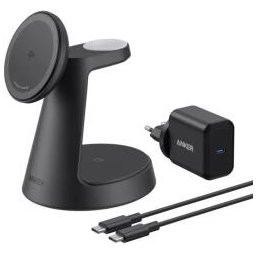 Statie incarcare wireless 3in1 Anker, MagSafe, telefon, ceas, casti, 1 x USB-C incarcare, negru, "B25M4G11" (timbru verde 0.18 lei) - 0194644206765